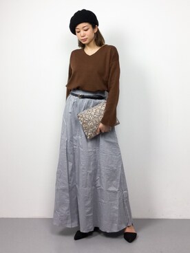 「Accessorize（アクセサライズ）のアイテム（クラッチバッグ）」を使った、mihiroさん（レディース・156cm）の冬コーディネート