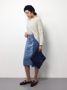 mihiroさんの「リメイクデニムミドル丈スカート」を使ったコーディネート