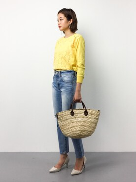 「liflattie ships（リフラティ シップス）のアイテム（ニット/セーター）」を使った、mihiroさん（レディース・156cm）の春コーディネート