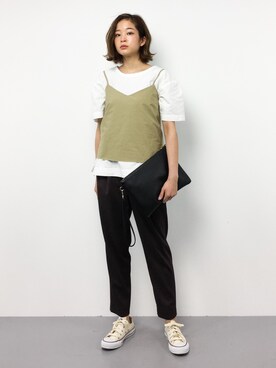 AURALEE レースアップキャミソール◇を使った人気ファッション  