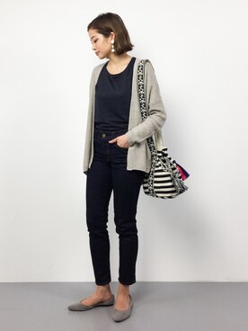 「NOMBRE IMPAIR（ノンブルアンペール）のアイテム（カーディガン/ボレロ）」を使った、mihiroさん（レディース・156cm）の春コーディネート