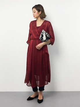 「BLISS POINT（ブリスポイント）のアイテム（クラッチバッグ）」を使った、mihiroさん（レディース・156cm）の春コーディネート