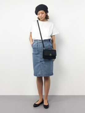「NOMBRE IMPAIR（ノンブルアンペール）のアイテム（Tシャツ/カットソー）」を使った、mihiroさん（レディース・156cm）の春コーディネート