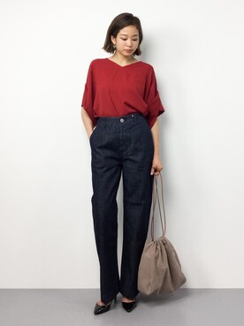 「URBAN RESEARCH DOORS（アーバンリサーチドアーズ）のデニムワイドパンツ（デニムパンツ）」を使った、mihiroさん（レディース・156cm）の春コーディネート