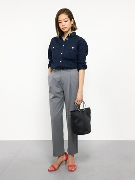 「NOMBRE IMPAIR（ノンブルアンペール）のアイテム（パンツ）」を使った、mihiroさん（レディース・156cm）の夏コーディネート
