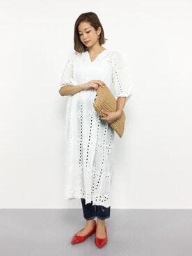 「Bab Bou Jeloud（バブブージュルード）のアイテム（ワンピース）」を使った、mihiroさん（レディース・156cm）の夏コーディネート