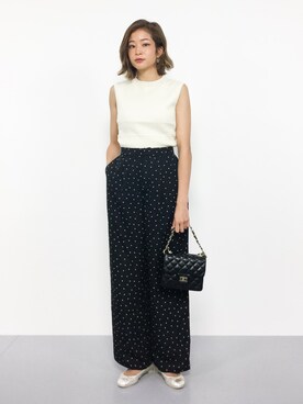 「haco!（ハコ）のこれさえあれば　きりりと華やかドットパンツ（その他パンツ）」を使った、mihiroさん（レディース・156cm）の夏コーディネート