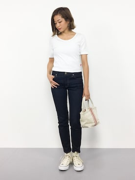 「Wind e.w（ウィンダ）のアイテム（トップス）」を使った、mihiroさん（レディース・156cm）の夏コーディネート