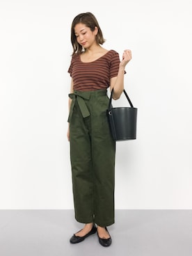 「JEANASIS（ジーナシス）のリボンツキベーカーパンツ/768824（その他パンツ）」を使った、mihiroさん（レディース・156cm）の夏コーディネート