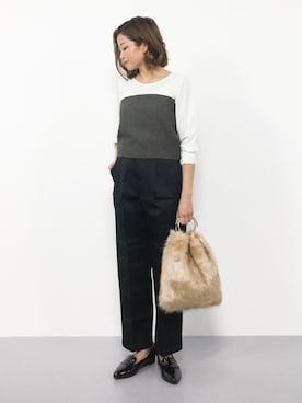 「アイテム（その他トップス、ブラウン系）」を使った、mihiroさん（レディース・156cm）の秋コーディネート