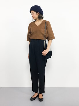 「LEPSIM（レプシィム）のT/R/PUテーパードパンツ　761850（その他パンツ）」を使った、mihiroさん（レディース・156cm）の秋コーディネート