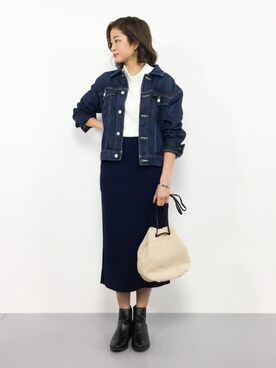 「BLISS POINT（ブリスポイント）のアイテム（その他アウター）」を使った、mihiroさん（レディース・156cm）の秋コーディネート