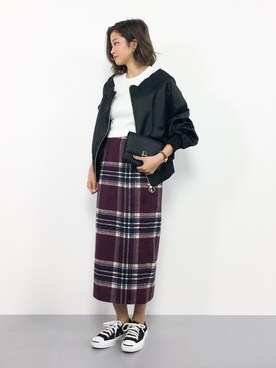 「A part by（アパートバイ）のアイテム（ブルゾン）」を使った、mihiroさん（レディース・156cm）の秋コーディネート