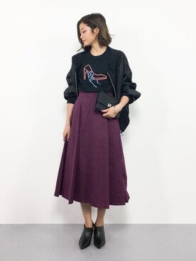 「A part by（アパートバイ）のアイテム（ブルゾン）」を使った、mihiroさん（レディース・156cm）の秋コーディネート