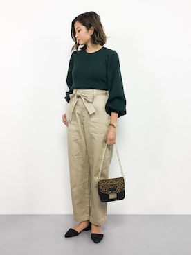 「JEANASIS（ジーナシス）のリボンツキベーカーパンツ/768824（その他パンツ）」を使った、mihiroさん（レディース・156cm）の秋コーディネート