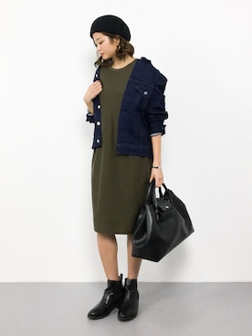 「STUDIOUS（ステュディオス）のアイテム（デニムジャケット）」を使った、mihiroさん（レディース・156cm）の秋コーディネート