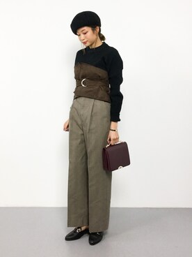 「アイテム（その他トップス、ブラウン系）」を使った、mihiroさん（レディース・156cm）の秋コーディネート