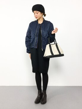 「Alpha Industries（アルファインダストリーズ）のアイテム（ブルゾン）」を使った、mihiroさん（レディース・156cm）の秋コーディネート