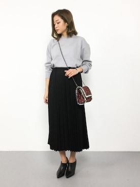 「AMERICAN HOLIC（アメリカンホリック）のプリーツロングスカート（スカート）」を使った、mihiroさん（レディース・156cm）の秋コーディネート