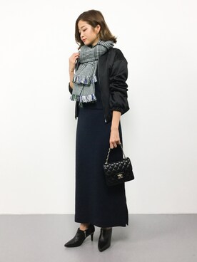 「URBAN RESEARCH DOORS（アーバンリサーチドアーズ）のリバーシブルチェックストール（マフラー）」を使った、mihiroさん（レディース・156cm）の秋コーディネート