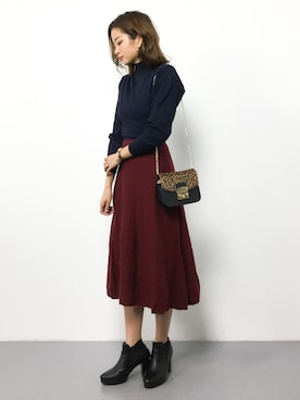 「二ットワンピース」｜mihiroさん（レディース・156cm）の冬コーディネート