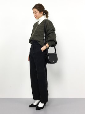 「FRAMeWORK（フレームワーク）の【金子綾×FRAMeWORK】センタープレス コーデュロイパンツ◆（その他パンツ）」を使った、mihiroさん（レディース・156cm）の冬コーディネート