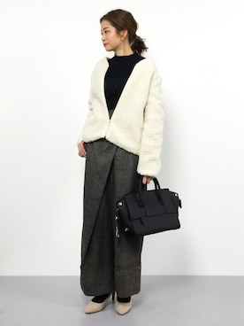 「PLAIN CLOTHING（プレーンクロージング）の【SALE!!】【ZOZOTOWN人気ランキング 1位獲得】シーズンレス2WAYフラップハンドバッグ/ショルダーバッグ（ショルダーバッグ）」を使った、mihiroさん（レディース・156cm）の冬コーディネート
