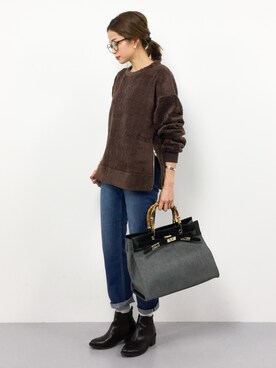 「アイテム（その他トップス、ブラウン系）」を使った、mihiroさん（レディース・156cm）の冬コーディネート