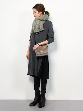 「U.Q（ユウキュウ）のアイテム」を使った、mihiroさん（レディース・156cm）の冬コーディネート