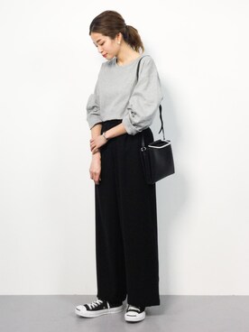 「TODAYFUL（トゥデイフル）のルーズロングT（Tシャツ/カットソー）」を使った、mihiroさん（レディース・156cm）の冬コーディネート