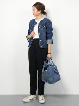 「SLOBE IENA（スローブイエナ）のアイテム（デニムジャケット）」を使った、mihiroさん（レディース・156cm）の春コーディネート