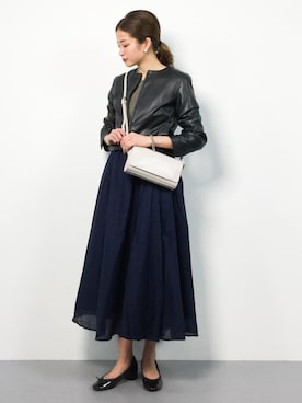 「NATURAL BEAUTY BASIC（ナチュラルビューティーベーシック）のアイテム（ブルゾン）」を使った、mihiroさん（レディース・156cm）の春コーディネート