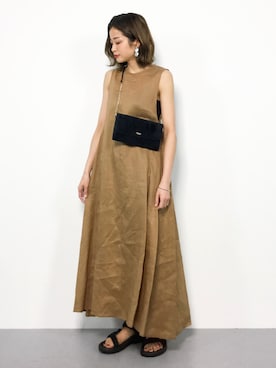 美品【F】BEAUTY&YOUTH ラミーノースリーブ　ロングワンピース BEAUTY&YOUTH UNITED ARROWS（ビューティーアンドユース