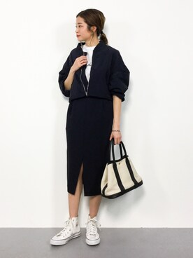 「MACPHEE（マカフィー）のアイテム（ブルゾン）」を使った、mihiroさん（レディース・156cm）の春コーディネート