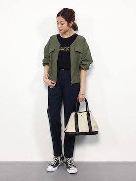 「ハイカット」｜「アイテム（ブルゾン）」を使った、mihiroさん（レディース・156cm）の春コーディネート