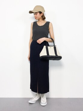 「Ungrid（アングリッド）のウォッシュワッフルタンクトップ（タンクトップ）」を使った、mihiroさん（レディース・156cm）の夏コーディネート