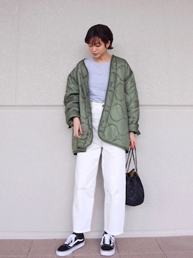「ストリート服が好き」｜「アイテム（ダウンジャケット/コート）」を使った、mihiroさん（レディース・156cm）の秋コーディネート