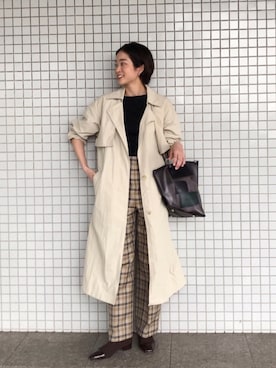 「アイテム（トレンチコート）」を使った、mihiroさん（レディース・156cm・20代）の春コーディネート