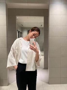 「ZOZO（ゾゾ）のクルーネックTシャツ［WOMEN］（Tシャツ/カットソー）」を使った、mihiroさん（レディース・156cm）の秋コーディネート