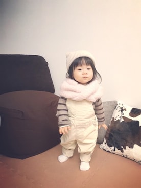 「GLOBAL WORK（グローバルワーク）のアイテム（オールインワン・サロペット）」を使った、emma*◡̈**さん（キッズ・70cm）の冬コーディネート