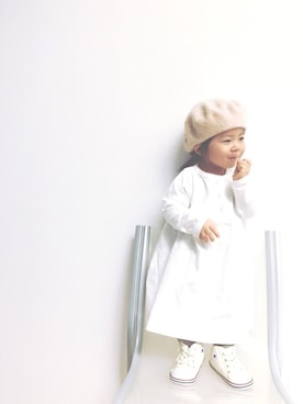 「1歳半」｜「アイテム（ハンチング/ベレー帽）」を使った、emma*◡̈**さん（キッズ・70cm）の冬コーディネート