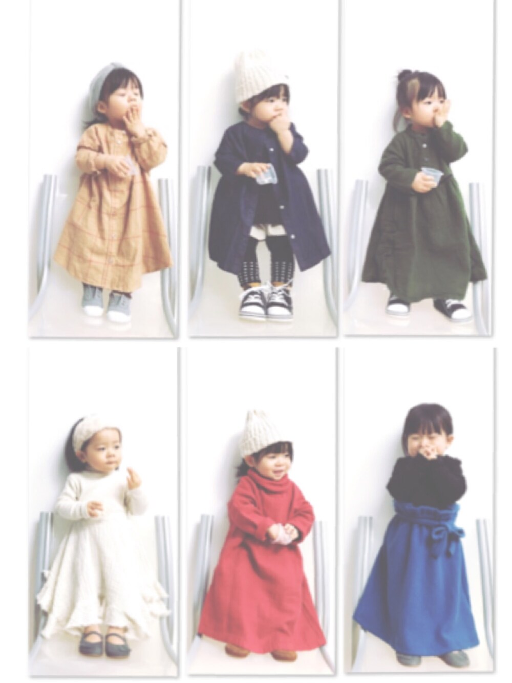 「キッズコーデ、kids、1歳、おんなのこ、ワンピース、オーバーサイ〜ず、オーバーサイズ、コレクション」｜「A BONDのリネンフレアワンピース (100～120cm)（ワンピース、ベージュ系）」を使った、emma*◡̈**さん（キッズ・70cm）の冬コーディネートの1枚目の写真