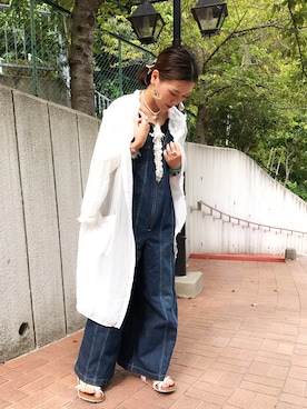 「Johnbull Private labo（ジョンブルプライベートラボ）のアイテム（サロペット/オーバーオール）」を使った、RaRa Clocheさん（レディース・170cm）の夏コーディネート