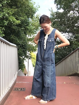 「Johnbull Private labo（ジョンブルプライベートラボ）のアイテム（サロペット/オーバーオール）」を使った、RaRa Clocheさん（レディース・170cm）の夏コーディネート