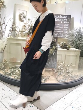 「mercibeaucoup,（メルシーボークー）のアイテム（ワンピース/ドレス）」を使った、RaRa Clocheさん（レディース・170cm）の秋コーディネート