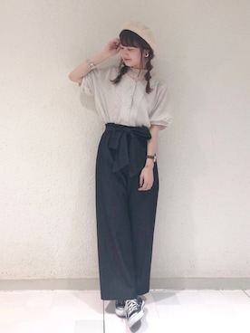 「アイテム（ハンチング/ベレー帽、ベージュ系）」を使った、kyonさん（レディース・165cm）の春コーディネート