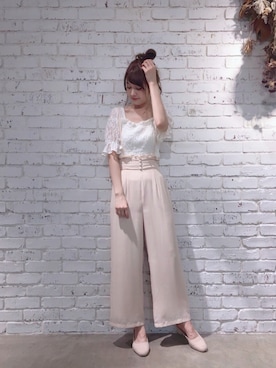 「one after another NICE CLAUP（ワンアフターアナザーナイスクラップ）のアイテム（スリッポン）」を使った、kyonさん（レディース・165cm）の夏コーディネート