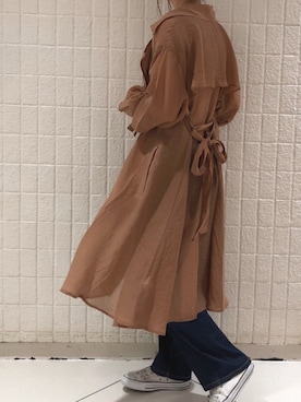 「アイテム（トレンチコート、イエロー系）」を使った、kyonさん（レディース・165cm）の夏コーディネート