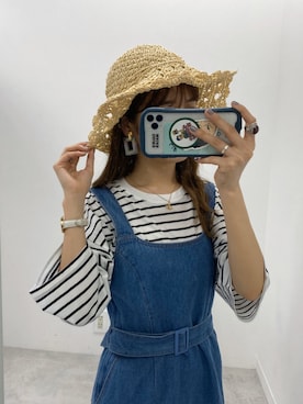 「one after another NICE CLAUP（ワンアフターアナザーナイスクラップ）のアイテム（ジャンパースカート）」を使った、kyonさん（レディース・165cm）の春コーディネート