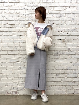 「one after another NICE CLAUP（ワンアフターアナザーナイスクラップ）のアイテム（ブルゾン）」を使った、kyonさん（レディース・165cm）の夏コーディネート